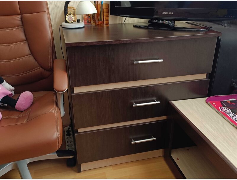 Vand dormitor colt Wenge/Oak si comoda